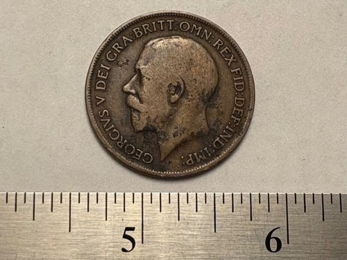 Moneda británica de un centavo de bronce de 1921 rey Jorge V Britannia Gran Bretaña - Imagen 11 de 11