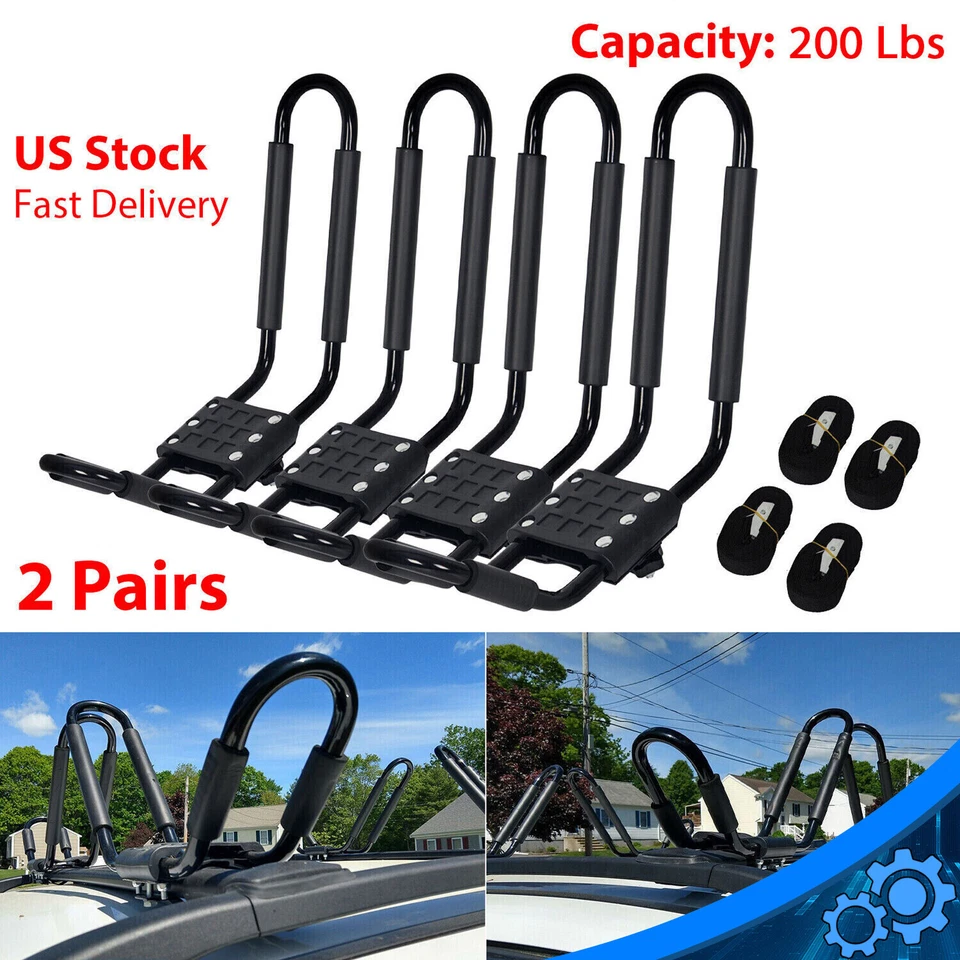 2 pairs Canoe Boat Kayak Roof Rack Car SUV Truck Top Mount Carrier J Cross Bar