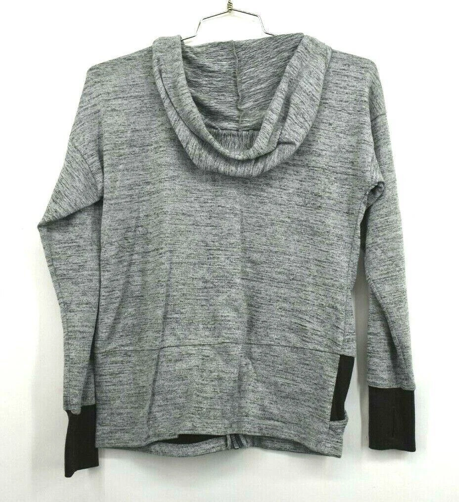 VETEMENTS Felpa con cappuccio Reebox RBX Donna Grigia Cerniera Intera Grigia Elastica Corsa Pollice Foro M