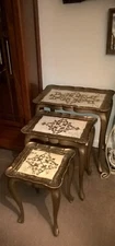 Franco Tacchi 3 Giltwood Nesting Accent Tables Painted Solid Wood Florence Italy