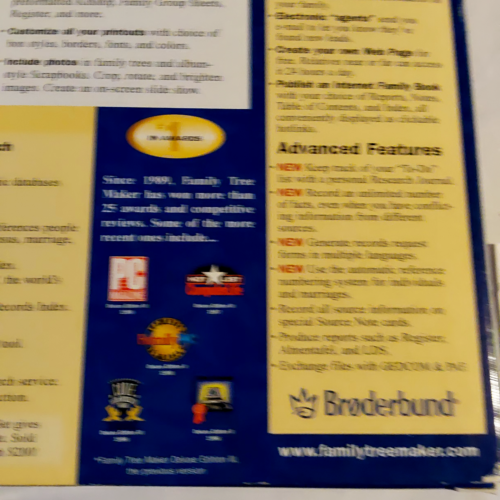 Family Tree Maker Version 5 10-CD Gift Set PC WIN 95/98 Broderbund NEW - Picture 8 of 13