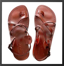 Brown Leather Roman Gladiator Jesus Strap Sandals Men / Women US 5-16 EU 36-50