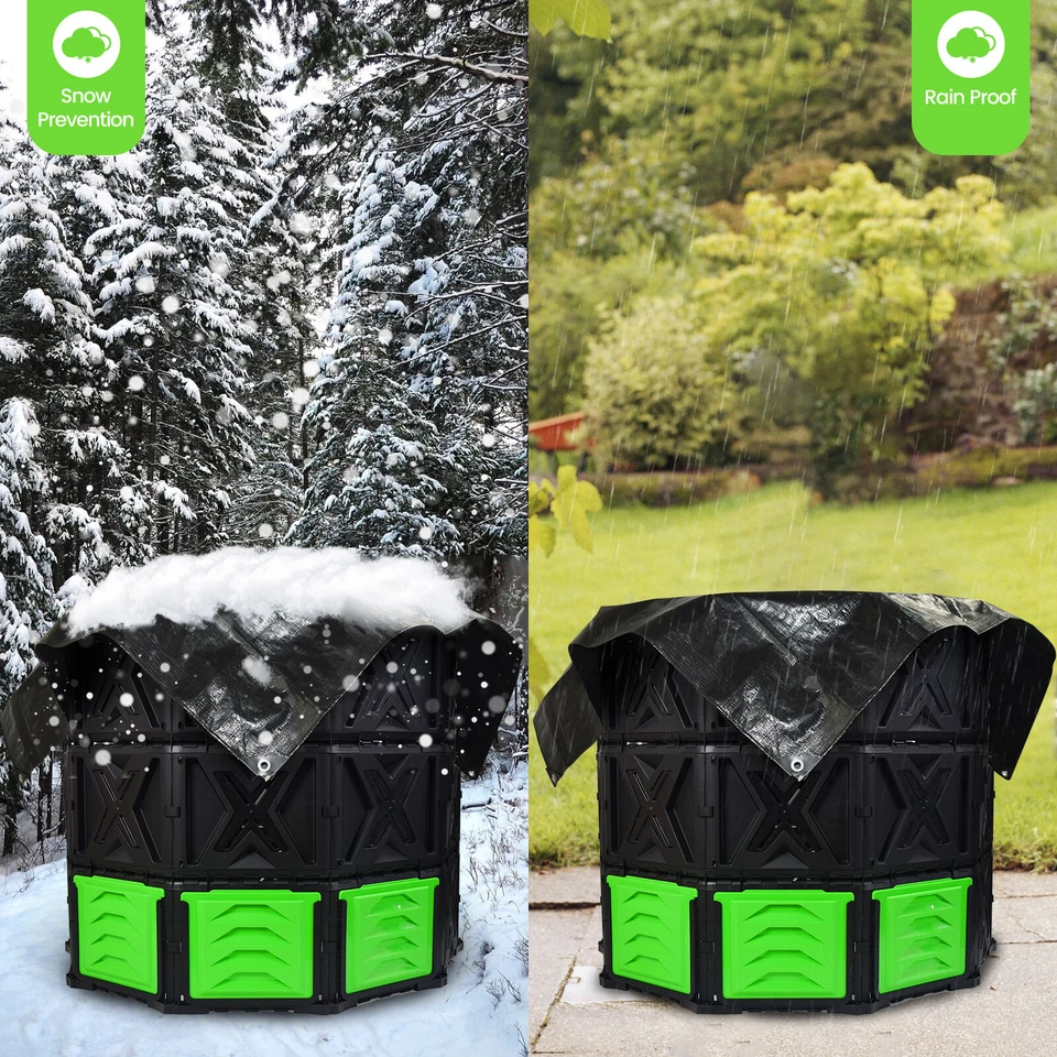 大型堆肥不倒翁箱户外花园不含双酚 A 坚固耐用 绿色门 — 第 2/4 张图片