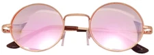 ROUND RETRO VINTAGE MIRROR ROSE PINK LENS 43mm SUNGLASSES HIPSTER