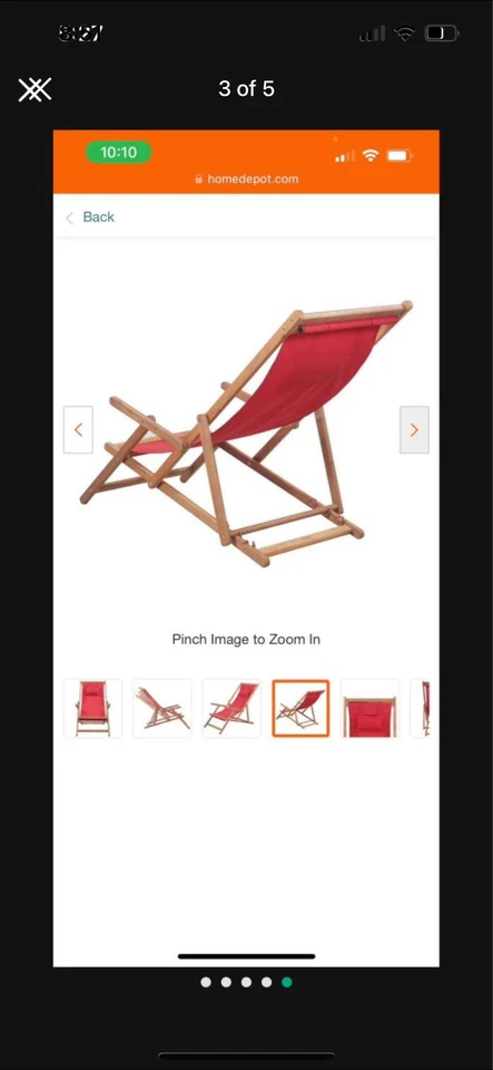 Silla de Playa Plegable Roja con Marco de Madera Cómoda Asientos Exterior Foto 2 de 4