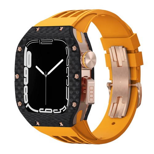 Carbon Fibre Case for Apple Watch 8/7/SE/6 45/44mm Silicone Strap Rubber Band - 第 62/97 張圖片