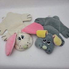 Vintage Tonka Pound Puppies Bath Mitts Tub Pups Puppet Plush Toy Pink Grey Used