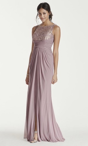 NWT David's Bridal Long Mesh Dress with 