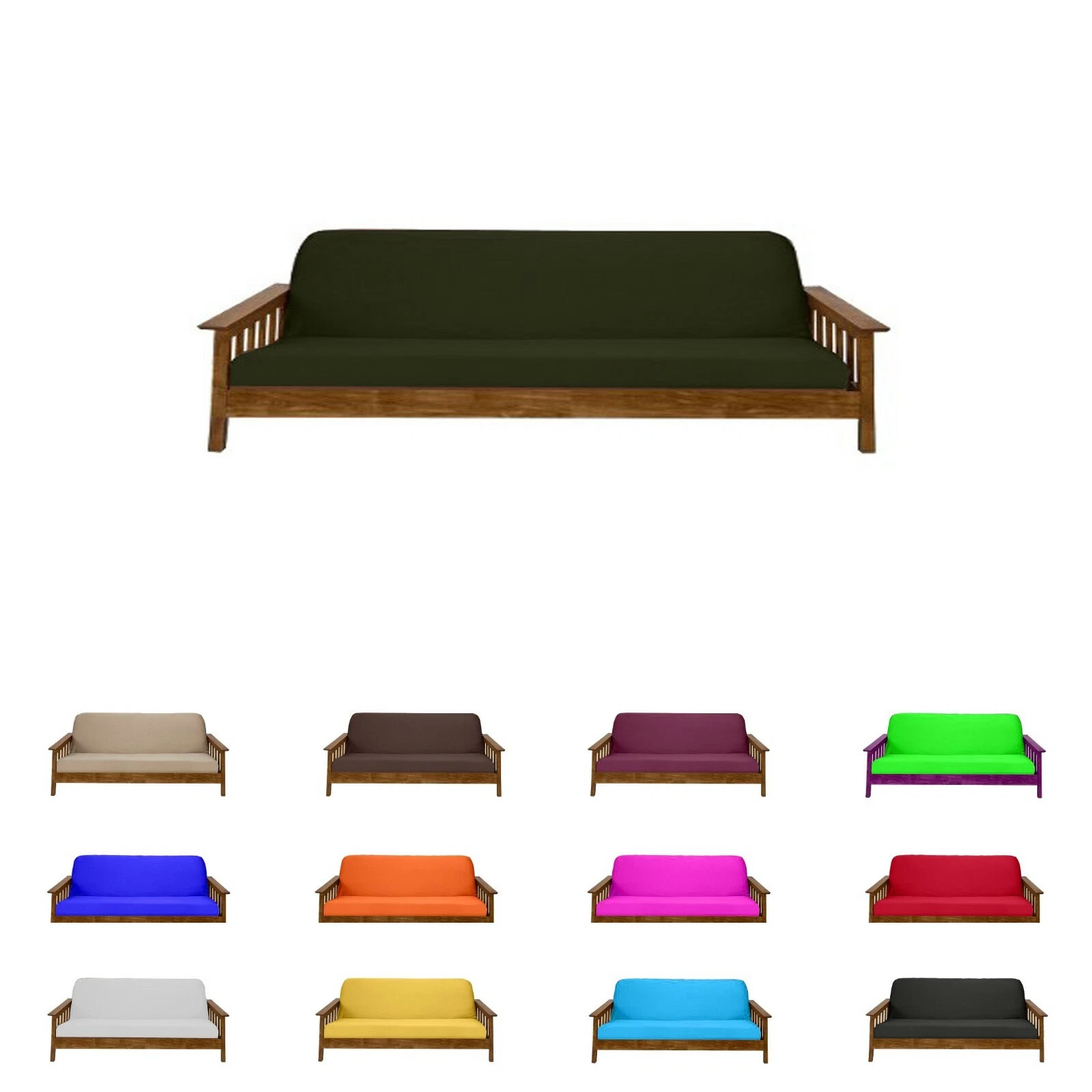 Full Size Futon Mattress Covers, Covering Protector, Polyester Poplin, Hunter