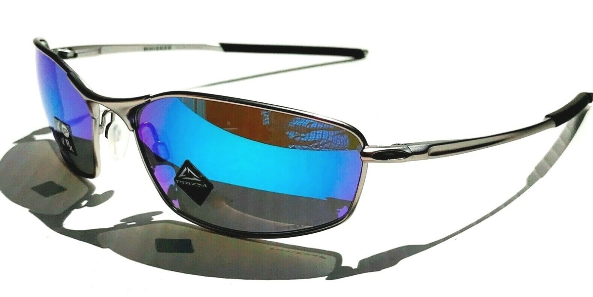 NEW Oakley WHISKER Satin Chrome PRIZM POLARIZED Sapphire Sunglass