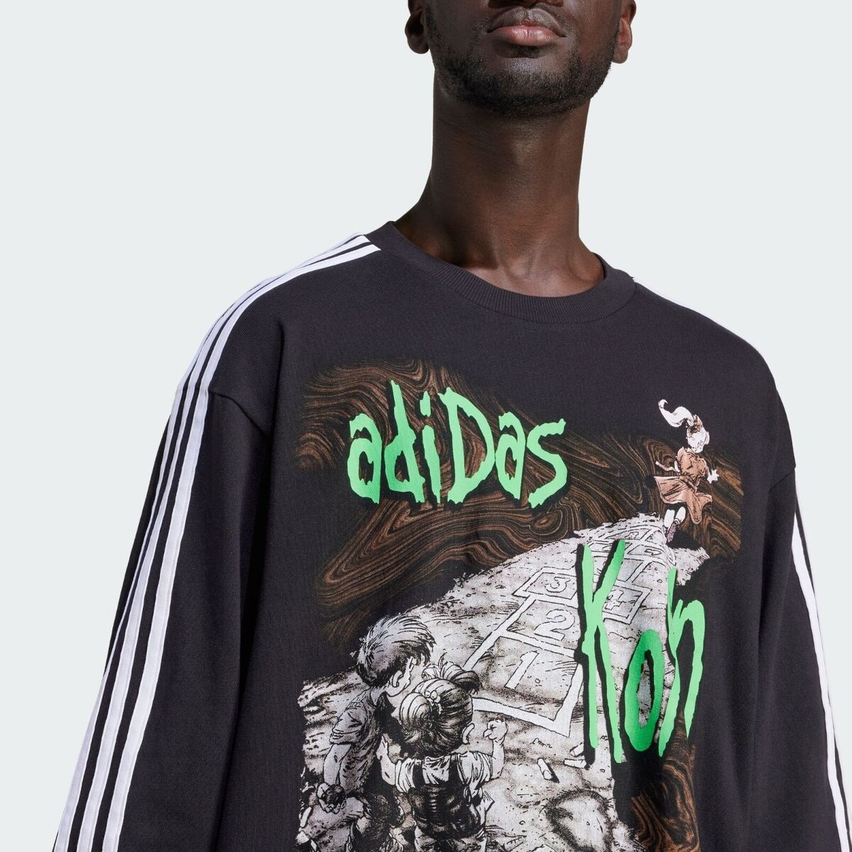 adidas x Korn Long Sleeve T-shirt Black Tee Size JP 2XS-2XL adidas x Korn Long Sleeve T-shirt Black Tee Size JP 2XS-2XL