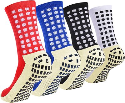 WE FOOT Dual Grip PLUS Ankle Sports Socks Anti-Slip Socks for Men Women Soccer Football Futsal Basketball Tennis Pickleball (US, Numeric, 5, 7, Regular, Regular