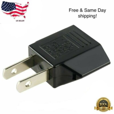 Euro EU to US USA Power Plug Converter Adapter with Two Holes ABS Black US