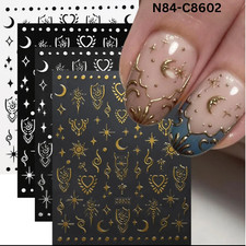 3D Star Moon Sun Self-Adhesive Glitter Nail Art Stickers, Galaxy Nail Sticker, N