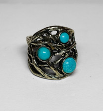 Or Paz Israel Sterling 925 Silver Turquoise Openwork Ring Sz 6.25 - .18