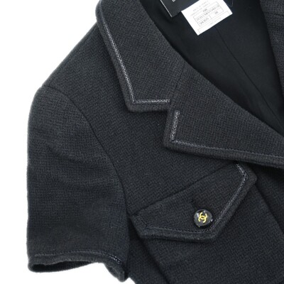 ★カジュアル【 CHANEL 】ジャケット Chanel Single Breasted Short Sleeve Jacket Black P95 #38