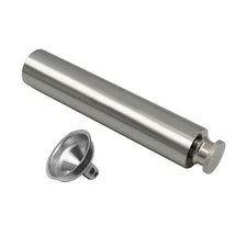 Stainless Steel 2oz Flat Bottom Tube Flask Mini Tube Drinkware Portable Cylin...