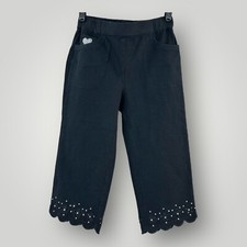 Dream Jeannes Quacker Factory Capri Jeans Womens XXS Black Pull On Rhinestone