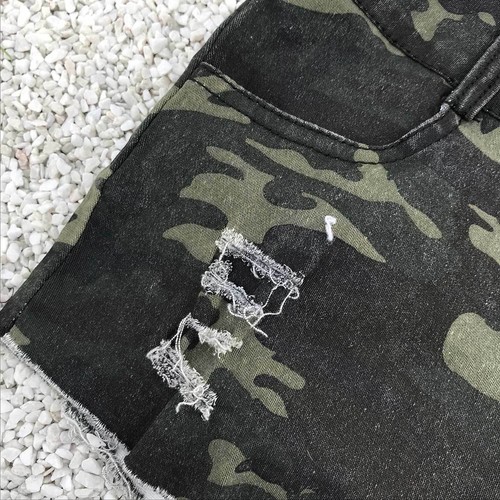 Para mujeres Sexy Camuflaje Denim Cabestrillo Prendas para el torso sin mangas Pantalones cortos Prendas para club nocturno Ropa Set - Imagen 10 de 15