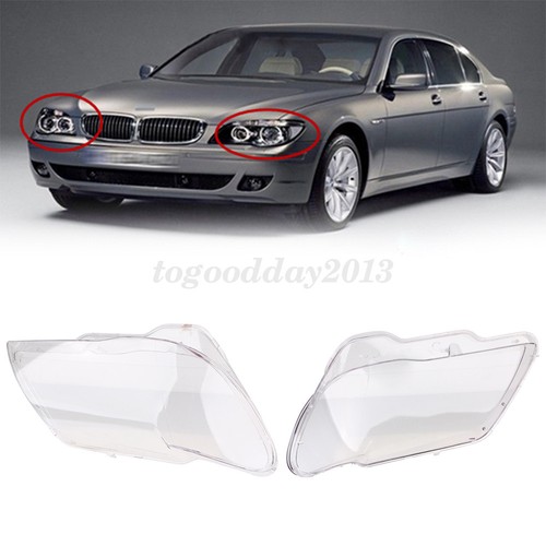 Pair Headlight Glass Headlamp Lens Cover L & R For BMW 7 E65 / E66 LCI 2005-2008 - Picture 2 of 7