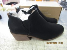 DR SCHOLLS Womens Black  Round Toe Block Heel Slip On Booties 9 1/2 M