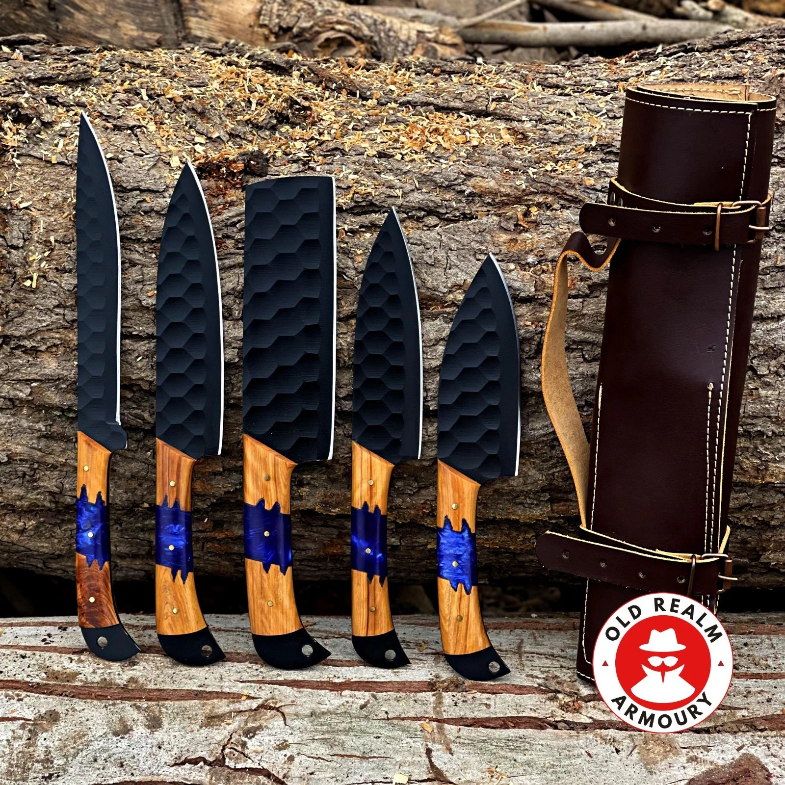 CUSTOM HANDMADE FORGED CARBON STEEL CHEF KNIFE CHEF SET KITCHEN KNIVES SET.