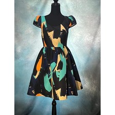 Moulinette Soeurs Anthropologie Abstract Brushstroke Fit Flare Dress Size 4