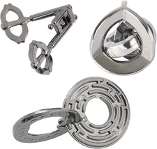 Metal Brain Teasers Puzzles 3PCS Unlock Interlocking IQ Logic Test... 