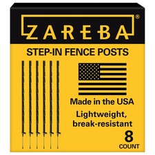 Zareba 4-Foot Step-in Electric Fence Posts - 8 Pack for 8 Black Posts, 