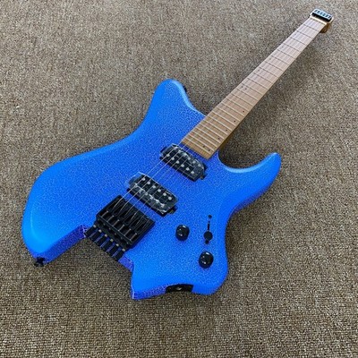 Maple NECK Vintage Blue Crackle Headless GuitarHH PICKUP Basswood body price cut