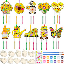 30 Pack Summer Sunflower Wind Chime Making Kit, Make Your Own Butterfly Gnome Wi