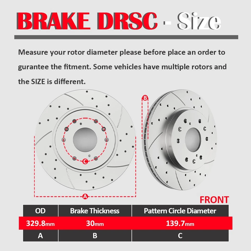 Front Drilled Brake Rotors Brake Pads for Chevy SILVERADO 1500 GMC SIERRA 1500 - Image 2 of 4
