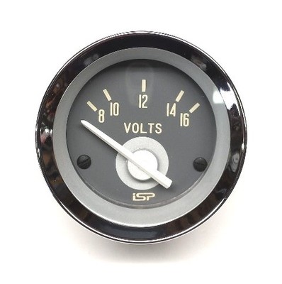 VW TYPE ISP 3 SERIES GREY WHITE VOLTMETER GAUGE 2-1/16'' BUG BUS GHIA SUPERBEETLE