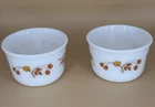 Set 2 Vintage Pyrex Milk Glass Autumn Berries & Wheat Harvest Custard Cups Bowls