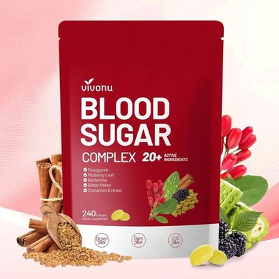 VivoNu Blood Sugar Complex Supplement | Advanced Formula w/20 Herbs and Vitamins