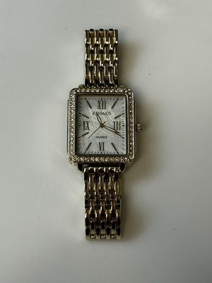 Kessaris watch Gold Tone Link Wrist Watch Mother Pearl Face New Working 7  Band