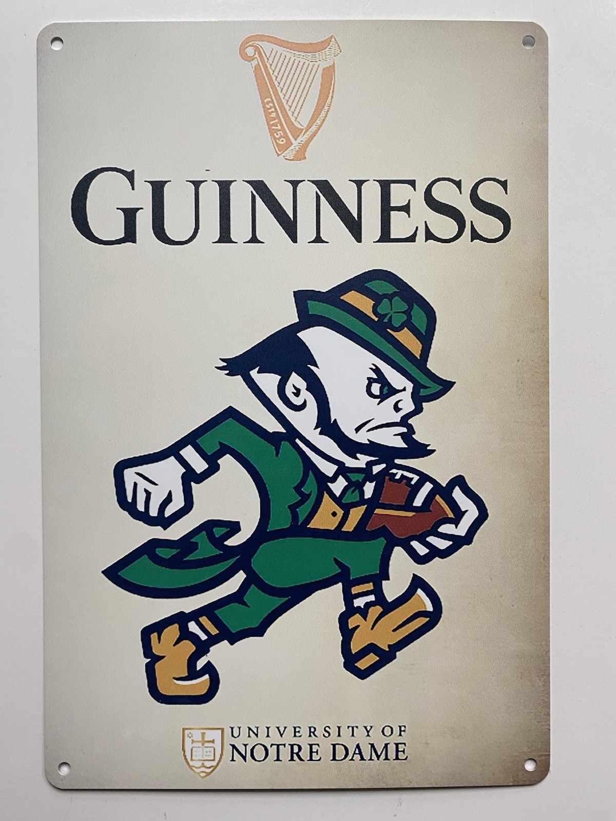 Guinness Beer Notre Dame University Sign - Fighting Irish Stout -