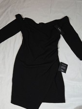NWT Lulus off-the-shoulder bodycon mini dress long sleeve side-ruched Detail S