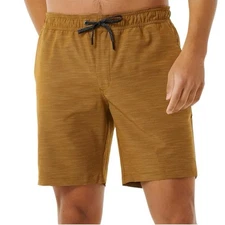 NWT RIP CURL MEN'S BOARDWALKS SHORTS DRAW STRING GOLD MID LENHT X-LARGE