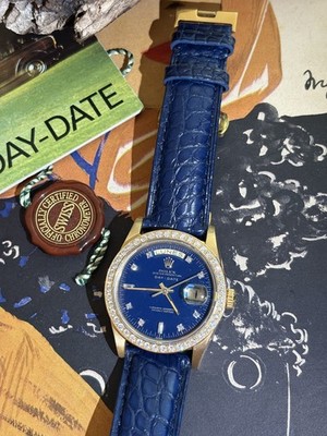 Rolex 18038 / 36 MM / Blaues Factory Blatt / Diamantlünette / TOP 
