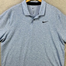 Nike Dri-Fit Shirt Golf Polo Mens XL Blue Rugby Short Sleeve Stretch Swoosh Logo