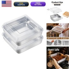 GIUOIDUO 2-Pack 8x8 Inch Stainless Steel Square Baking Pan with Lids