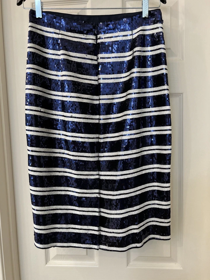 J. Saia listrada azul e branca com lantejoulas CREW nova com etiquetas tamanho 8 - Imagem 2 de 3