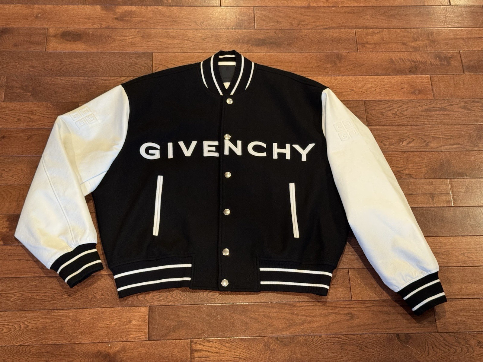 Authentic Givenchy Wool Leather VarsityBomber Jac… - image 1