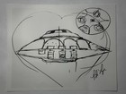 Bob Lazar Signed UFO Sport Model Sketch / Print  2020 UAP Area 51