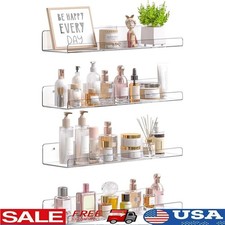 Acrylic Floating Shelves Set of 4 Wall Storage Organizer Home Decoration New