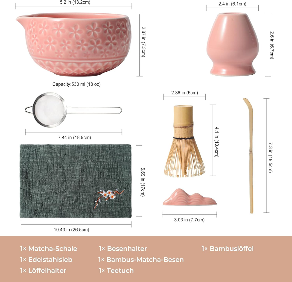 Kit Matcha da 5 pezzi, set Matcha - frusta in bambù per Matcha, ciotola