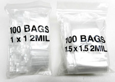 Small Bags 2mil Clear 1x1" and 1-1/2" Square Zip Seal Bags Mini Baggies 200pcs