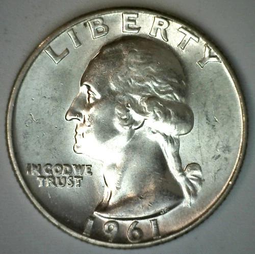 1961 Washington SILVER U.S. Quarter Uncirculated Coin 25c Twenty-Five Cents