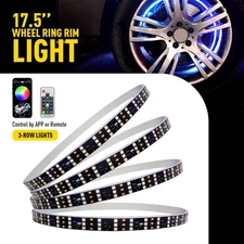 17.5" RGB & Chasing Flow Three Row LED Wheel Ring Rim Lights For Truck Car set C